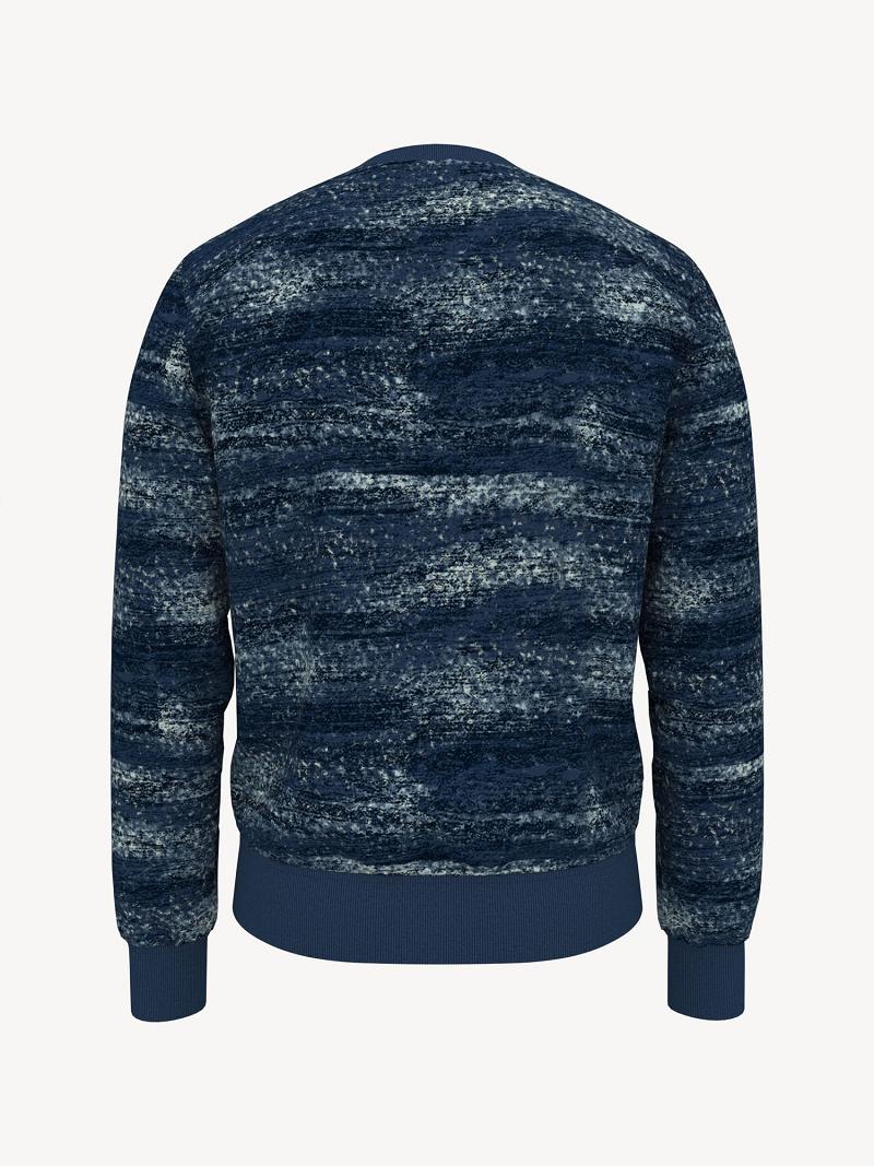 Férfi Tommy Hilfiger Essential brushed print Pulóverek Sötétkék | HU 901CTV